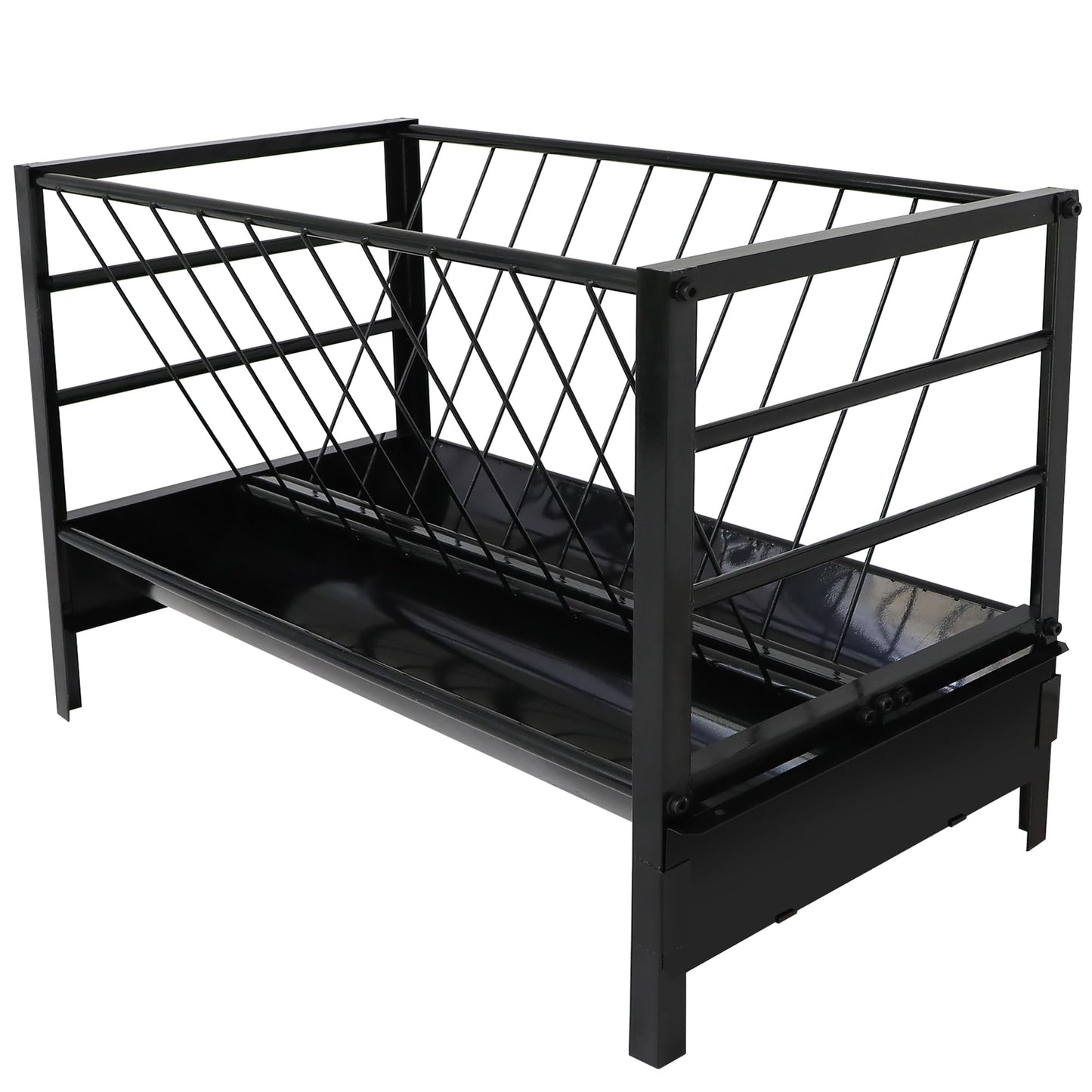 Large Pasture Hay Feeder 71Gallon, 2 in 1 Livestock Hay and Grain Feeder for Goat Sheep Horse, Galvanized Steel Livestock Feeders with Top Rack & Feeding Trough, Easy to Install for Farms Shed Outdoor