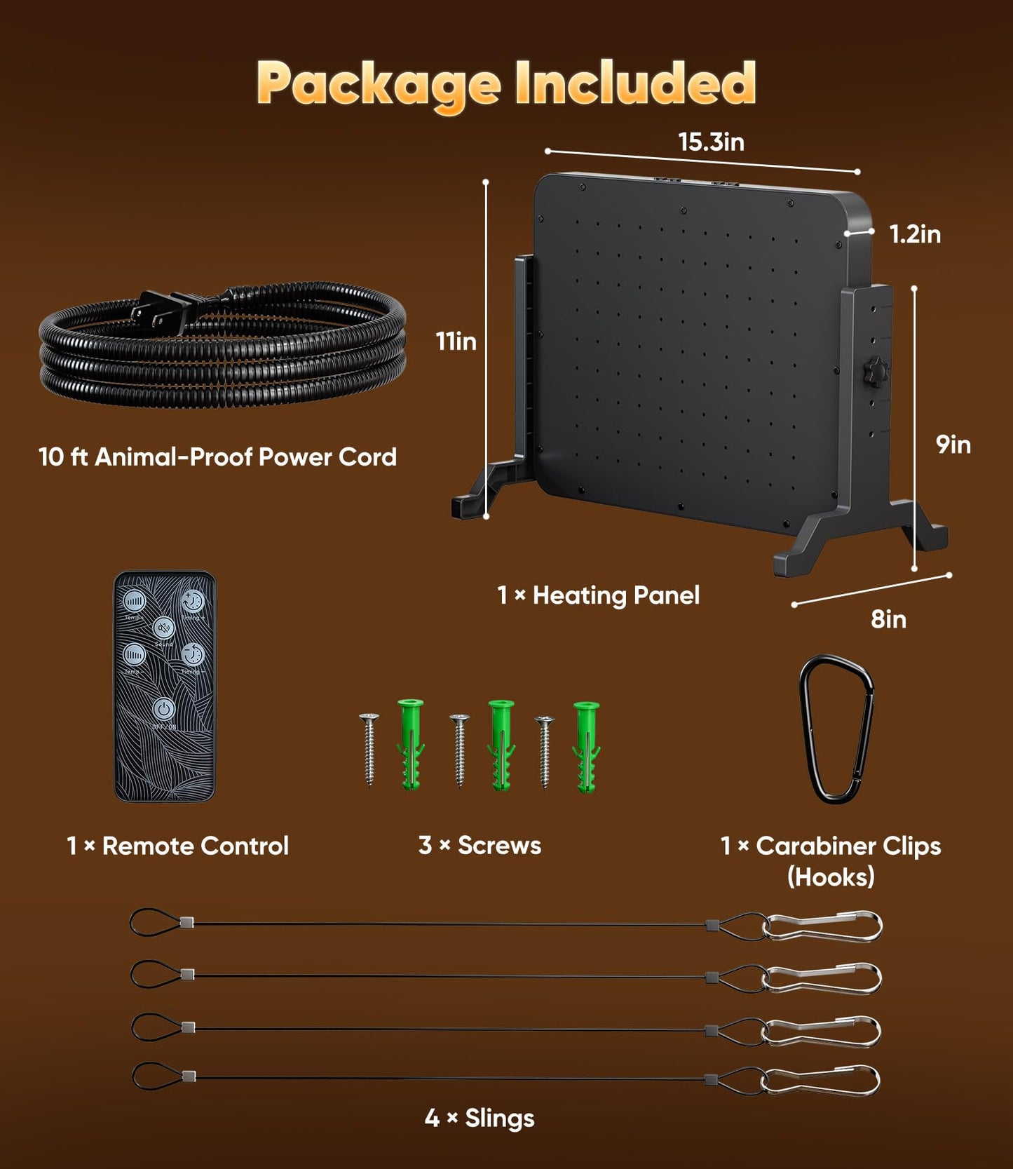 Smart Chicken Coop Heater with Thermostat, 200W Radiant Heat Panel with Adjustable Temp (86~194℉) & 12H Timer, Coop Heater for Winter, Remote Control, Animal-Proof Power Cord, ETL/UL Certified Safe