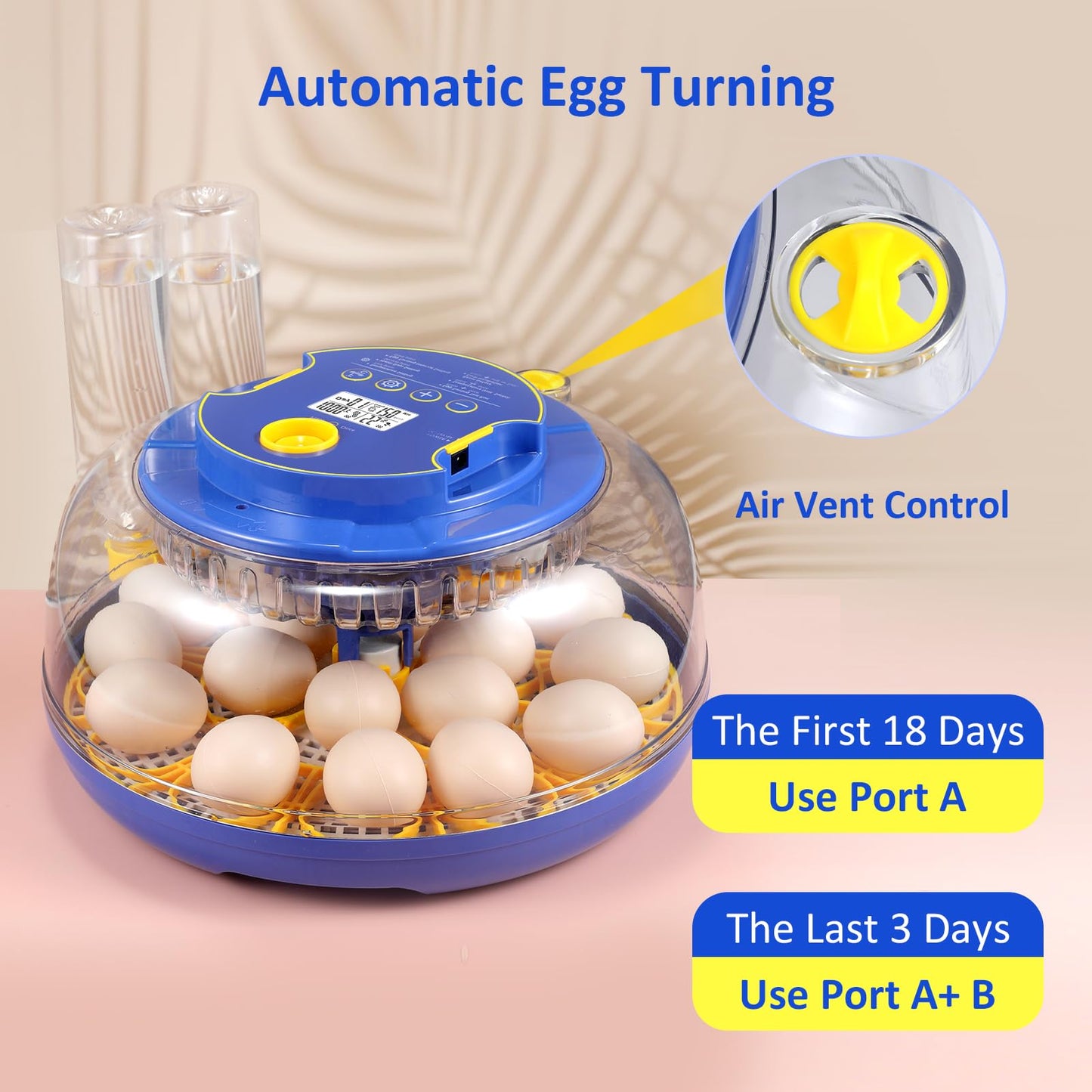 Incubators for Hatching Eggs, 18 Egg Incubator with Automatic Egg Turning and Humidity Control, 360° View Incubadora De Huevos De Gallina, Candler, Incubator for Chicken Eggs, Ducks, Goose, Quail
