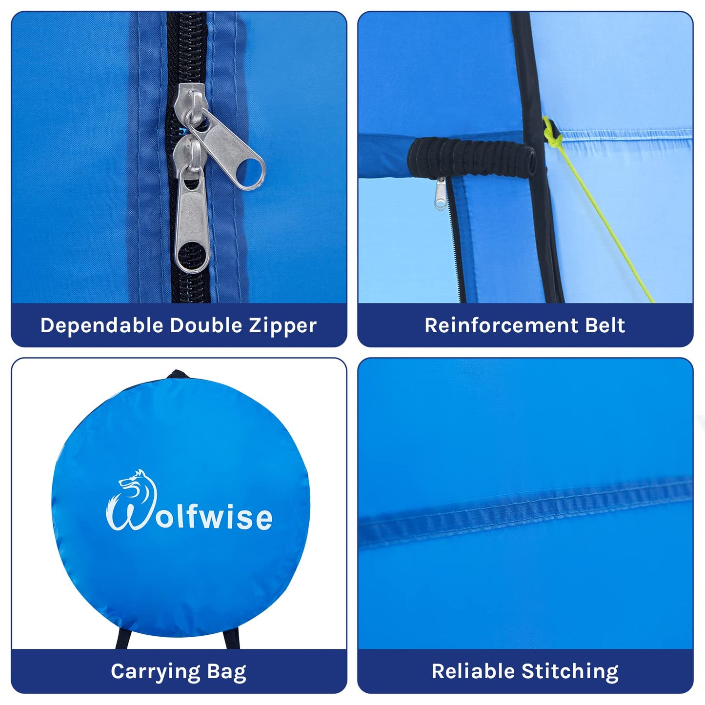 Wolfwise Pop Up Changing Tent for Beach, Camping Portable Shower Tents, Outdoor Privacy Bathroom, Change Dressing Clothes Porta Potty Tent Pop Up Instant for Camp, Toilet, Blue