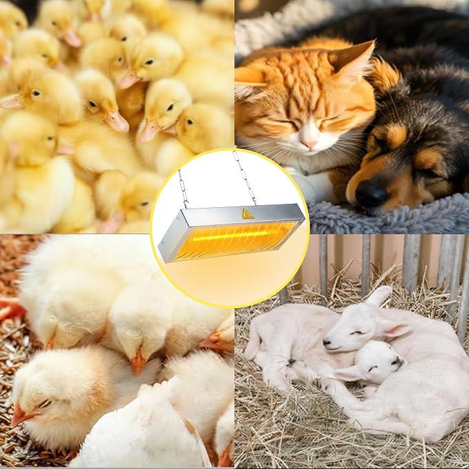 600W Chicken Coop Heater Bulb, Replacement Bulb Accessories for Chicken Heat Lamp, Brooder Heater Tubes for Chicks, Poultry, Pets, 4 Pack