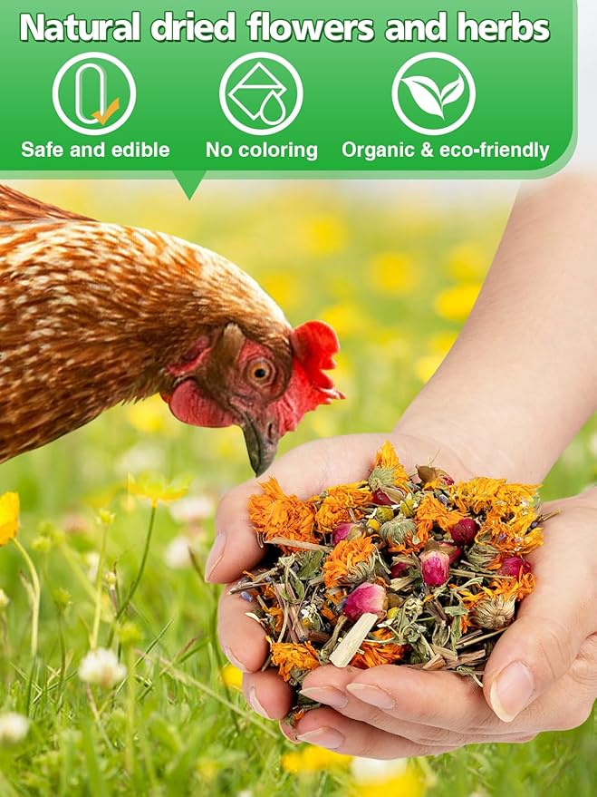 21 Oz Chicken Nesting Herbs - Natural Nesting Box Feed Herbs in 6 Dried Flower & Herbs for Freshening Bedding Chicken Coop Create Comfortable Environment
