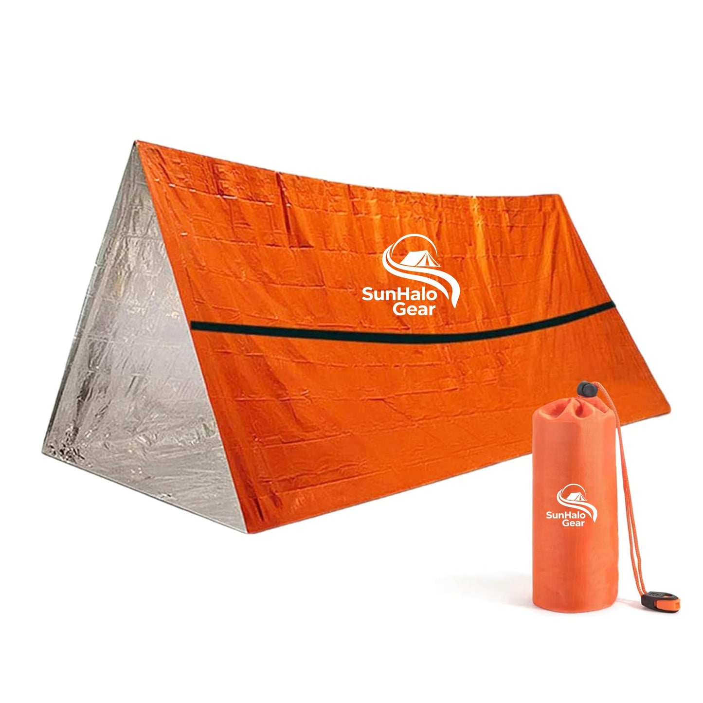 SunHalo Gear Emergency Survival Tent Shelter, 2 Person Emergency Tent with Emergency Whistle Emergency Shelter Tube Tent for Camping, Hiking, Backpacking