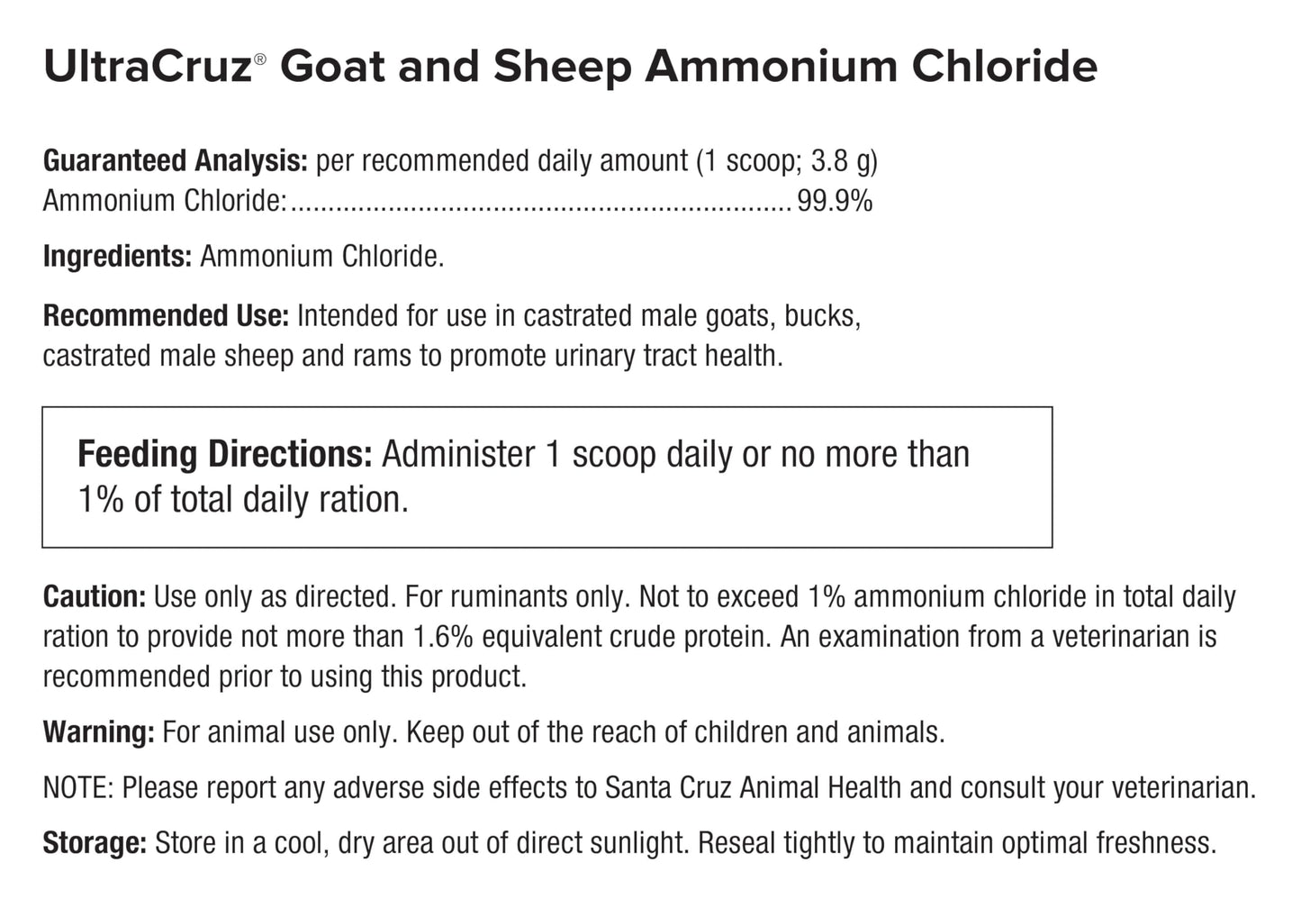 UltraCruz® Goat and Sheep Ammonium Chloride, 2.5 lb, 298 Day Supply