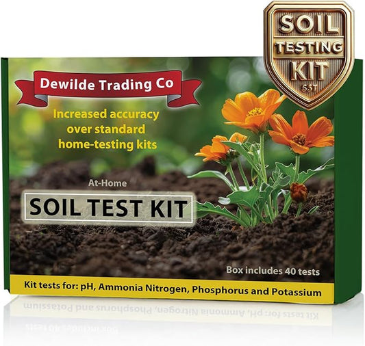 Premium Soil Test Kit: 40 Complete Tests for Lawns, Gardens, and Vegetables. Tests for Ammonia Nitrogen, pH, Phosphorus, and Potassium.