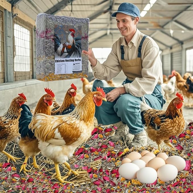 42 oz Chicken Nesting Herbs Flowers Vacuum-Packed,2.6 lb Premixed 7 Dried Herbs Natural Nesting Box Herbs for Freshening Coop Chicken Dust Bath Increase Egg Production
