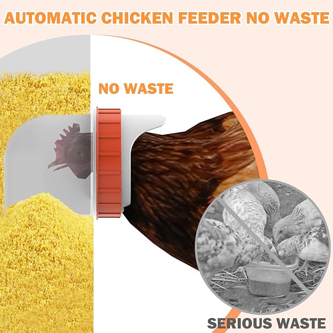 85 Pounds Automatic Chicken Feeder 6 Ports Large Gravity Fed Chicken Feeder with Latch & Handle for Chickens Bantams Pheasants Poultry Coop Weatherproof