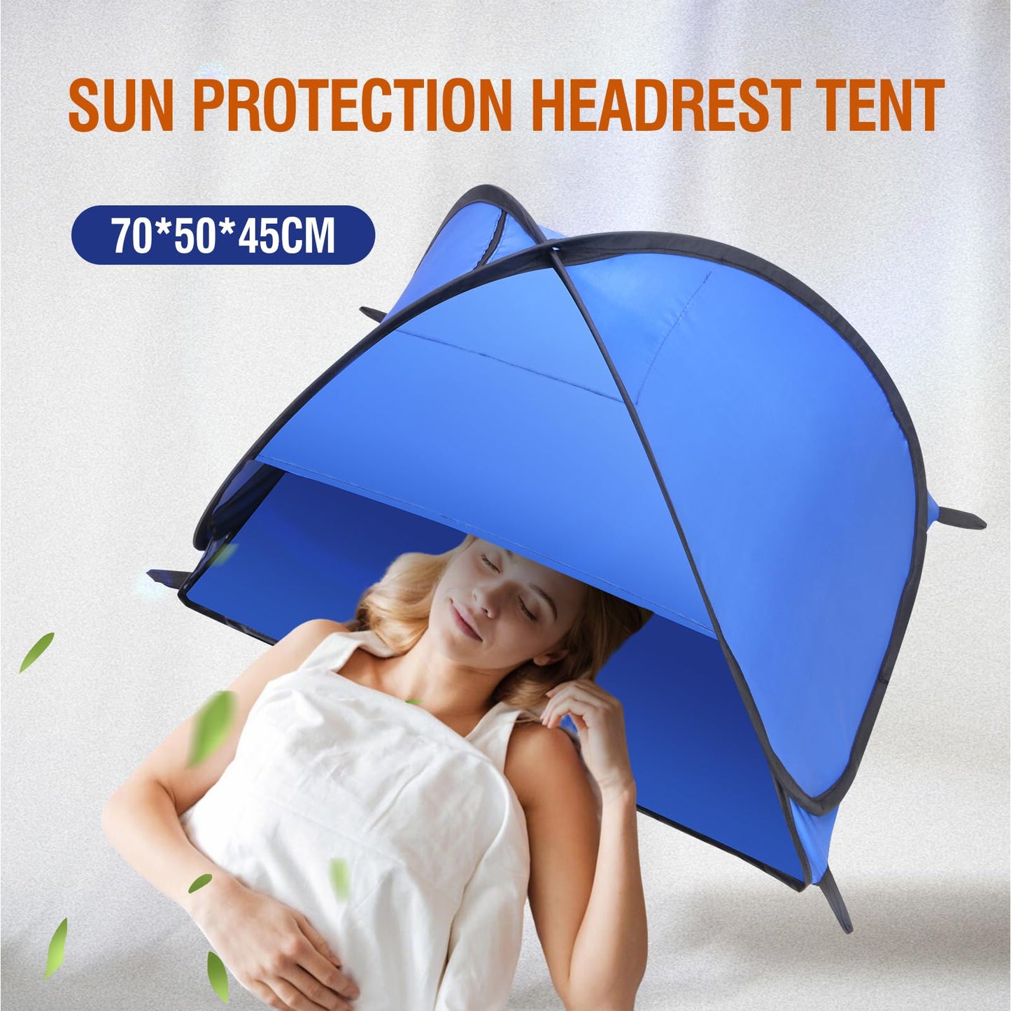 Beach Sun Shelters, Instant Sun Shade Canopy Head PopUp Canopy Automatic Shade Tent for Camping, Portable Windproof Waterproof with Mobile Phone Stand with Tent Nails, with Breathable Mesh, 80cm
