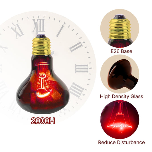 HARTOMPET 60W Infrared Red Heat Lamp for Reptiles, Basking Spot Bulb for Pet Lizards, Bearded Dragons, Chameleons & Snakes, Red Heat Emitter Light for Chickens Coop and Brooder Use, E26|2 Pack