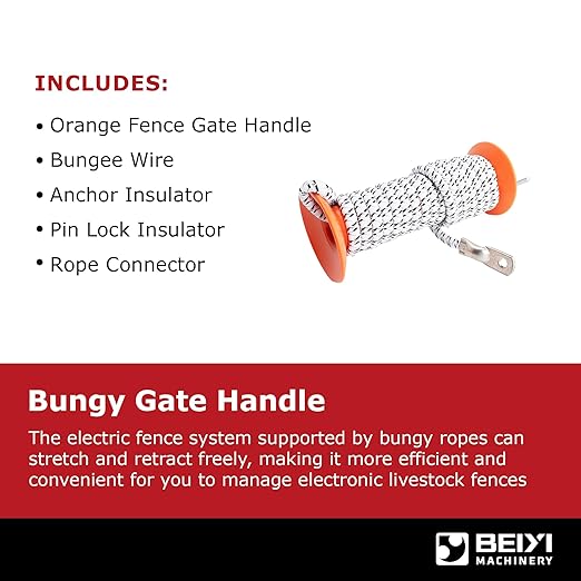 Electric Fence Bungy Gate Kit, Electric Fence Handles with Elasticized Rope for Livestock, Insulators Temporary System, Easy Installation