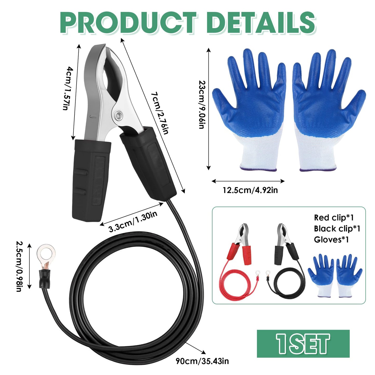 2 Pcs Electric Fence Wire Alligator Clips with Insulating Gloves, Electric Fence Kit Tester Connect Energizer Charger for Solar Fence Charger, Wire Copper Fencing, Energizer Connector