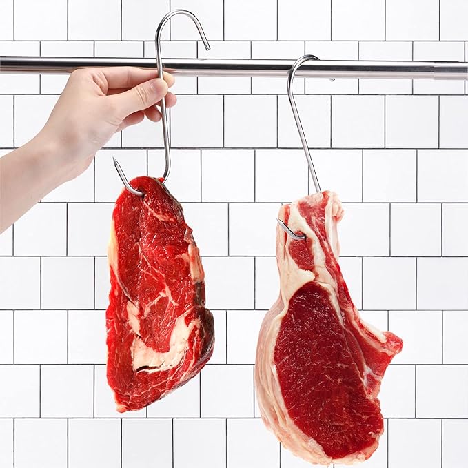 12 Pcs Stainless Steel Meat Hooks, 6 Inch S Shaped, For Hanging Bacon Sausage, Smoking, Grilling BBQ