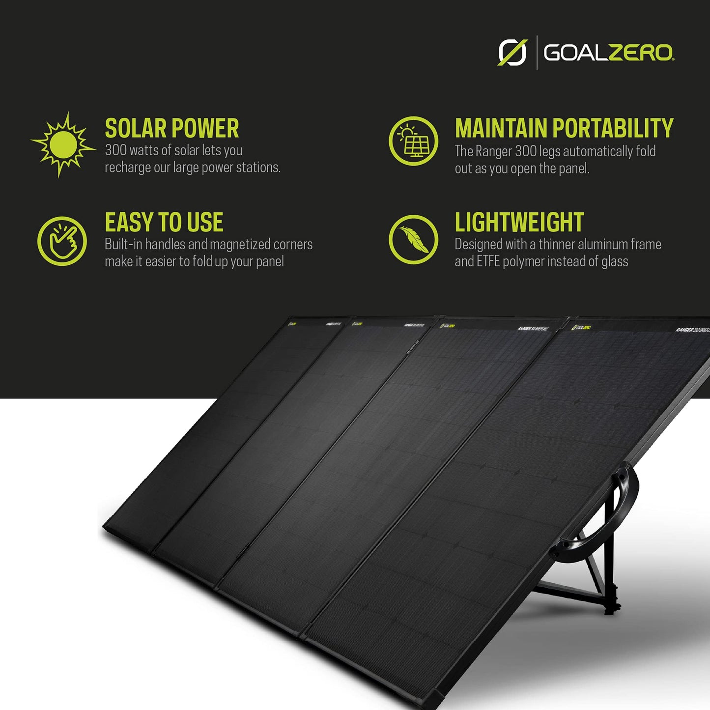 Goal Zero Ranger 300 Briefcase Solar Panels, Portable 300-Watt Solar Panels, Flexible Solar Panel for Outdoor Charging Station