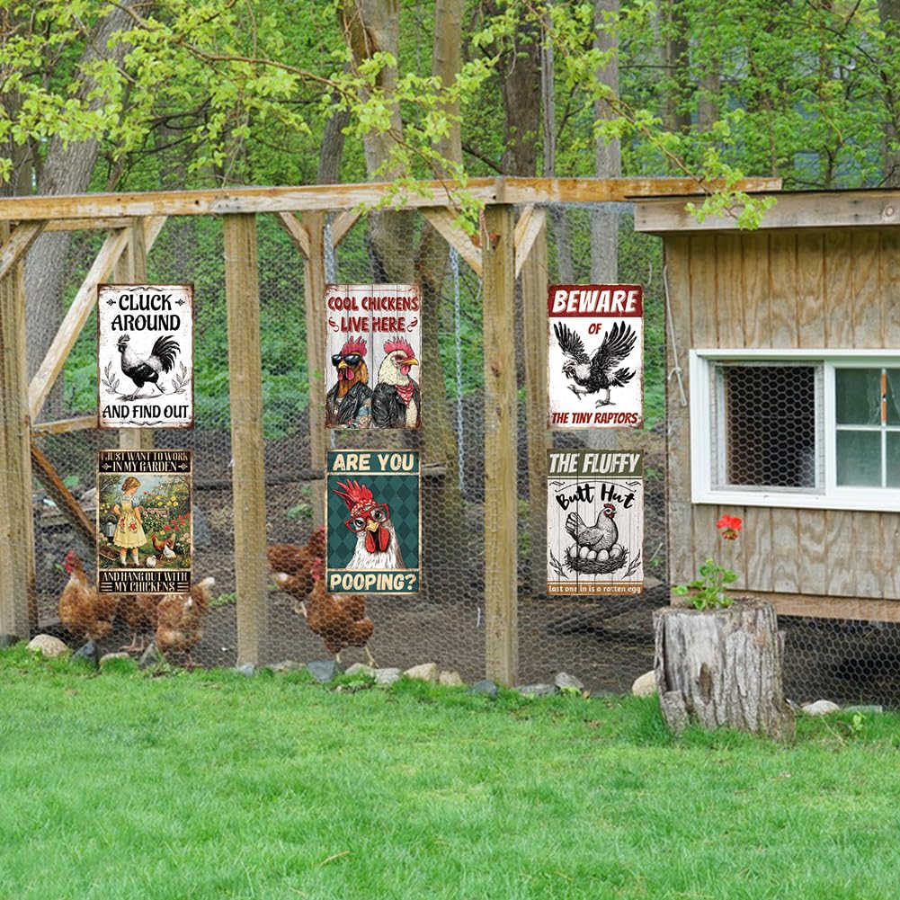 GLASSWINDS 9 Pcs Chicken Coop Signs, Funny Chicken Signs Chicken Decor Outdoor 8×12 Inch, Chicken Metal Tin Sign Chicken Coop Accessories for Farm Yard Garden Easter Chicken Lovers