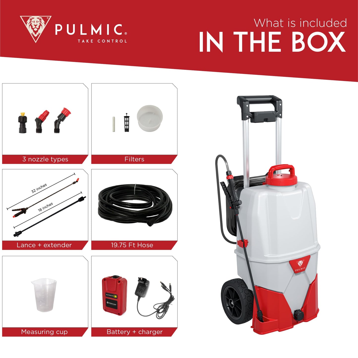 Electric Sprayer for The Application of agrochemical Products. 3 speeds. 35L. 4 bar. up to 7 Hours of Autonomy. Removable Lithium Battery. Includes Accessories (9.25 Gal Cart Sprayer)