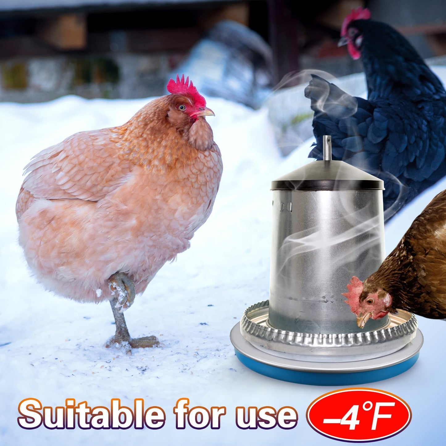 2 Pack Chicken Water Heater Poultry Water Heater Base 110v Heated Pad Deicer Heated Base Poultry Founts Chicken Coop Accessories with 59 Inch Cord for Winter Farm (7.7 Inch)