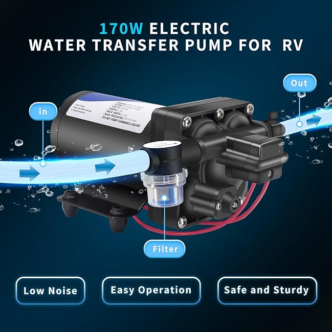 12V DC RV Water Pump Water Pressure Booster Pump for Home 5.0GPM 70PSI Marine Boats Washdown Pump Self-Priming Diaphragm Pump for Yacht Garden Camp Bathroom Kitchen