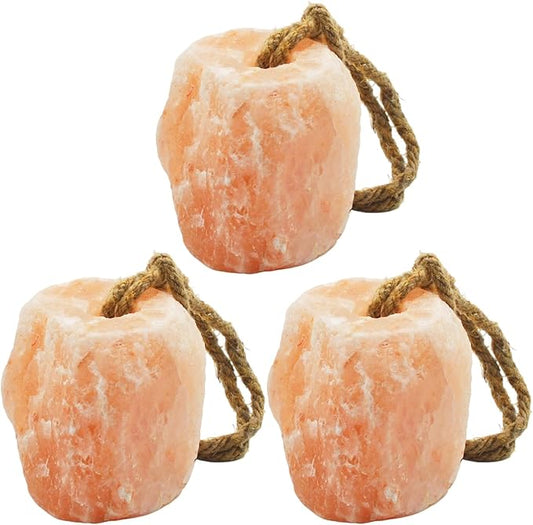 3 Pack Himalayan Salt, Lick Natural Mineral Block Rope Long-Lasting Raw Pink Salt Lick Suitable for Horses, Deer, Cattle, Goats and Other Livestock(10.55-12 LBS)