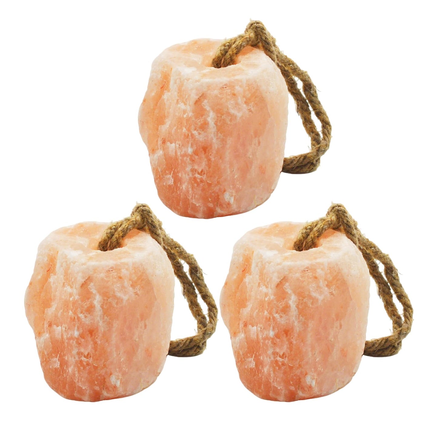 MUYG 3 Pack Himalayan Salt, Lick Natural Mineral Block Rope Long-Lasting Raw Pink Salt Lick Suitable for Horses, Deer, Cattle, Goats and Other Livestock(10.55-12 LBS)