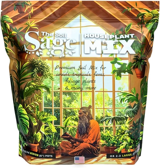Soil Sage 5 qt Premium Houseplant Soil - U.S.A. Made Well-Draining Nutrient-Rich Potting Mix for Indoor Plants - Coconut Coir, Composted Bark, Pumice & Mycorrhizae for Strong Roots & Growth