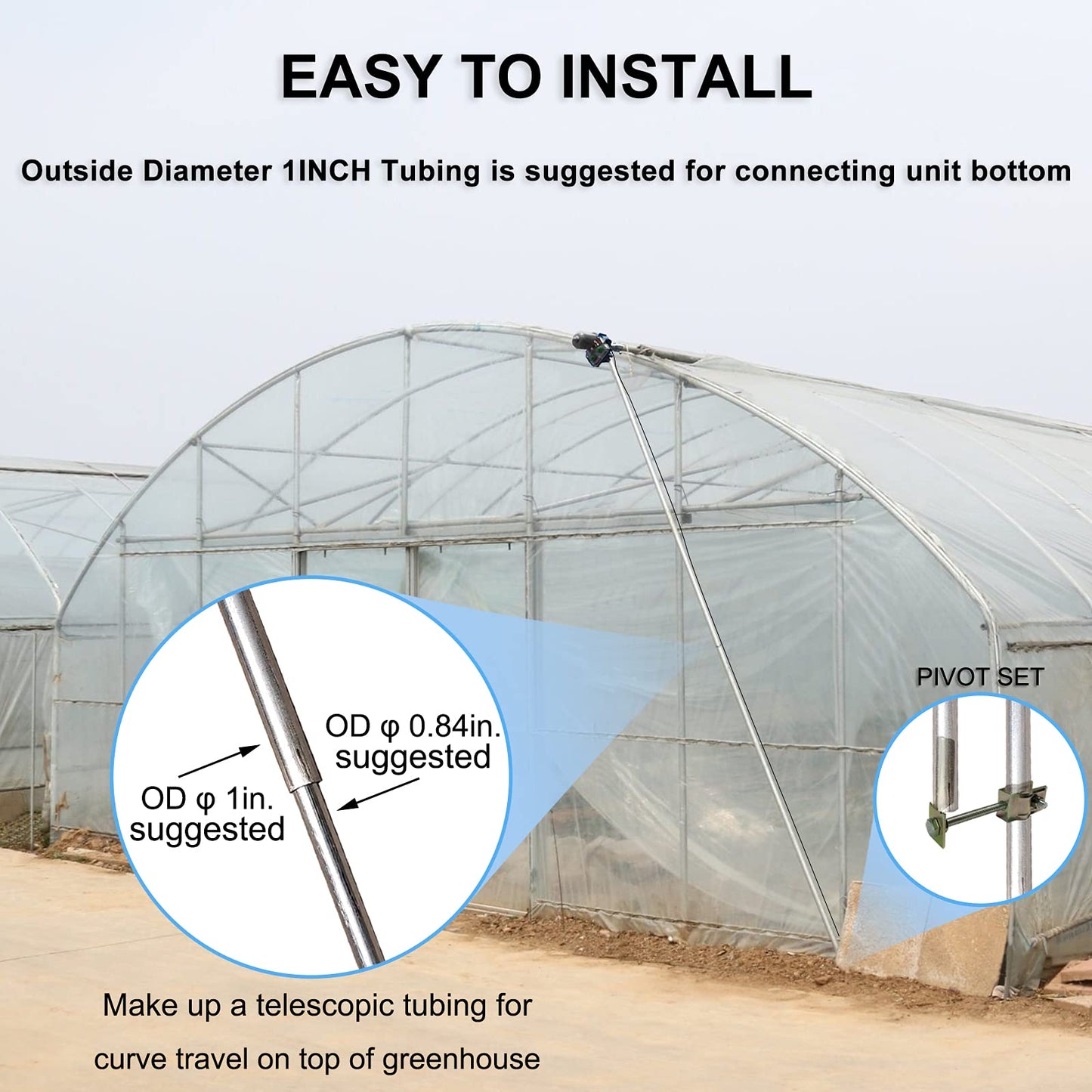 UYGALAXY Greenhouse Film Roll Up Motors with Limit Switch (2 Packs) + Transformer Controller Joint Box (AC110V to DC24V) for for Roof Greenhouses Ventilation, Automatic Venting Kit(with Pivot)