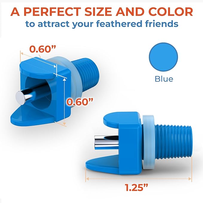 Lil'Clucker Horizontal Chicken Waterer Nipples, Pack of 15 Chicken Nipple Waterer with Drill Bits, Easy Install Automatic Chicken Waterer System, No Leak Chicken Water Feeder, Poultry Waterer - Blue
