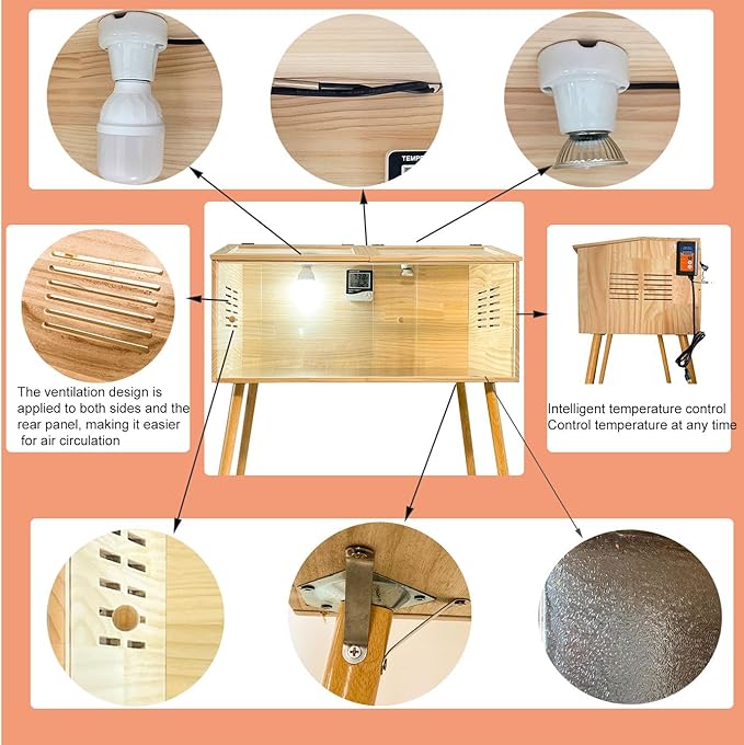 Brooder Box for Chicks,Quail brooder Box,with Sliding Door,Table Legs,2 Types of Thermometer with Heat Lamp Set Suitable for Chicks/Duck/Parrot/Hamster (Upgraded Version 31.5"×15.7"×15.7")