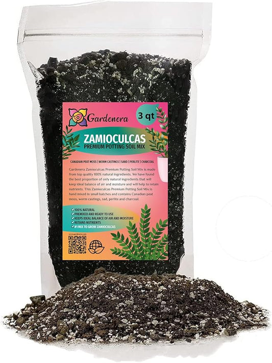 GARDENERA Zamioculcas Plant Potting Soil - Enhance Elegance and Health with Professional Grade Nutrient-Rich Mix - 3 Quart