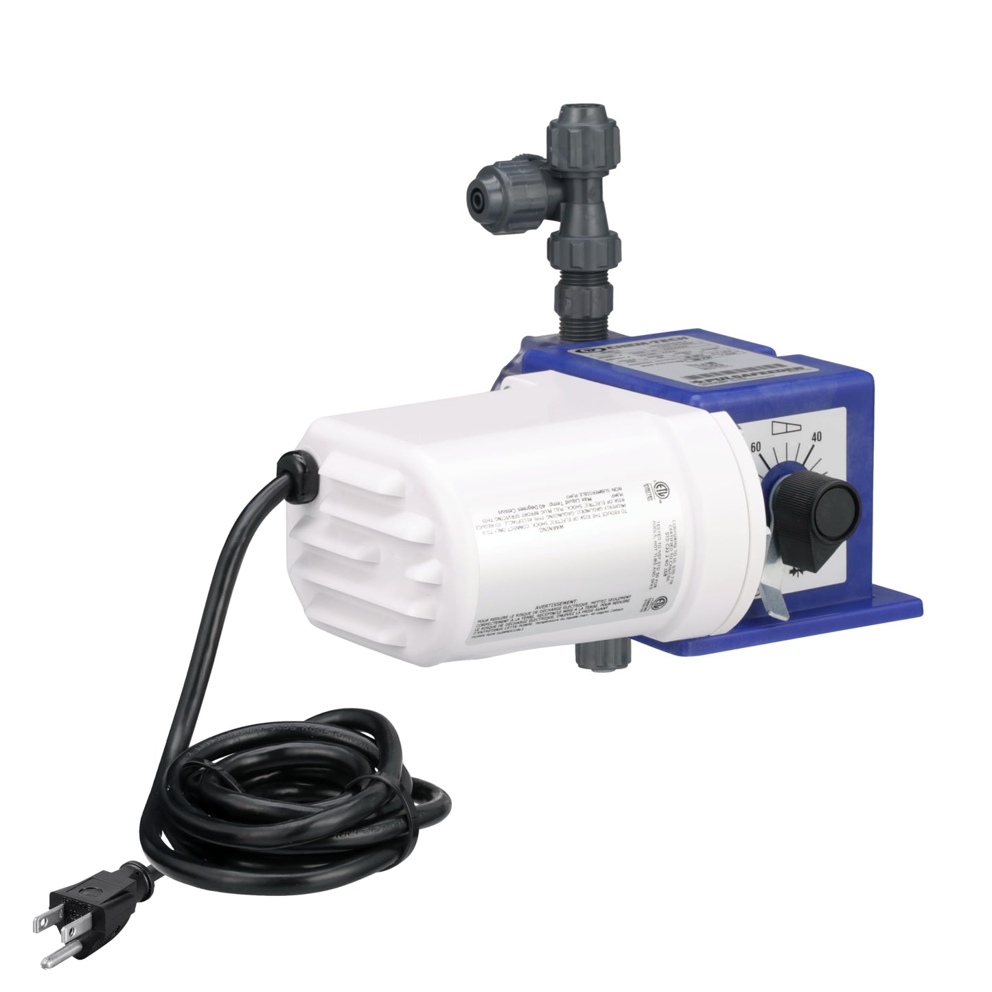 Pulsafeeder X030-XA-AAACXXX Chem-Tech Series 100, 30 GPD 4.72 LPH, 100 PSI 7 BAR, 115V, 60 Hz, Liquid End: PVC Head, CSPE Seats/ORings, Ceramic Ball; Includes .38" PVC Suction & .38" PE Discharge Tube