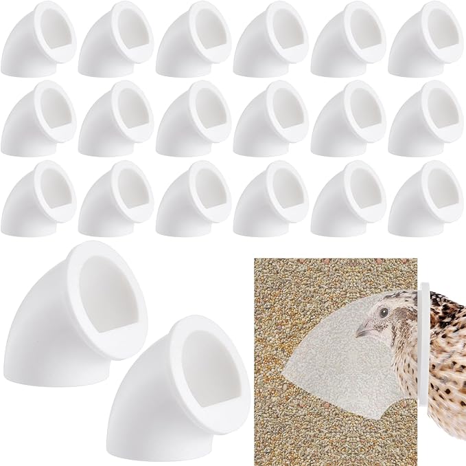 20 Pack Quail Feeders No Waste Chicken Feeder Port 1.5 Inch DIY Chick Feed Saver Quail Supplies for Coturnix Small Poultry Farm Bucket Bin Container