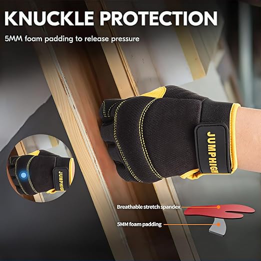 JUMPHIGH Utility Work Gloves Women, UltraLight Safety Work Gloves, MultiFunctional Mechanic Construction DIY Working Gloves, Touchscreen, Flex Grip, Machine Washable (S)