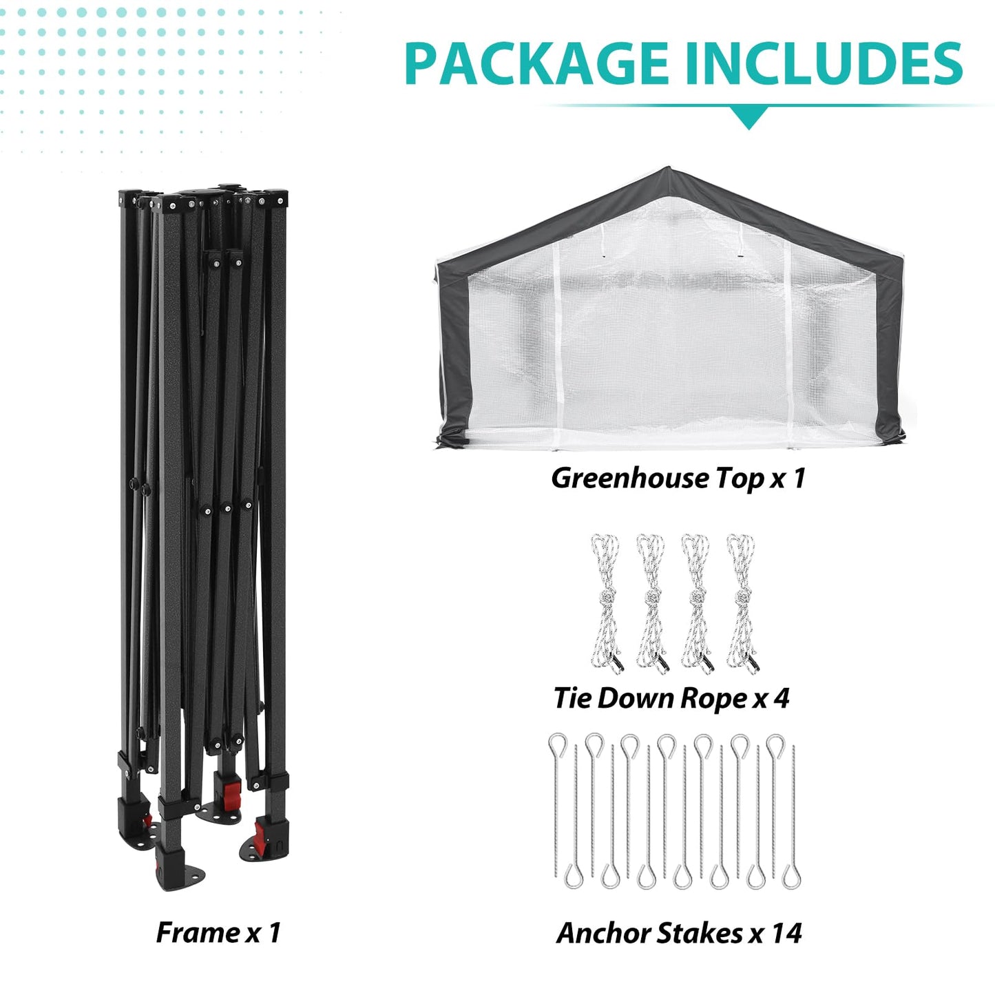 EAGLE PEAK 8x6 Portable Walk in Greenhouse with Polyester Reinforced Corners, Instant Pop Up Indoor Outdoor Gardening Green House, Roll Up Zipper Entry Doors and Mesh Windows, Gray/White