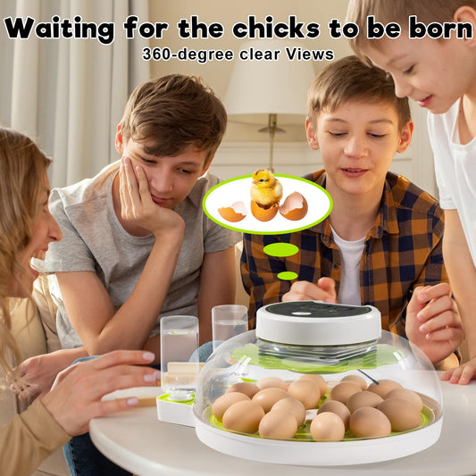 18 Egg Incubator with Automatic Turning & Humidity Control, ±0.1℃ Precision for Chicken/Duck/Goose/Quail/Parrot Eggs(Green)