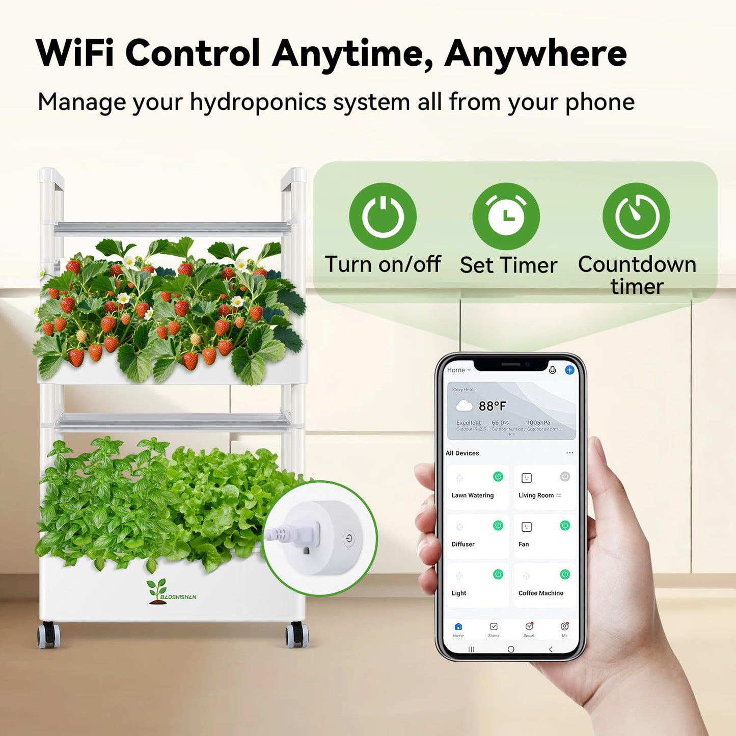 BAOSHISHAN Vertical Hydroponics Growing System Kit, 28 Pods Indoor Gardening System with LED Grow Light, Hydroponic Garden for Vegetable Herb Fruit, WiFi Smart Plug & Auto Circulating Water