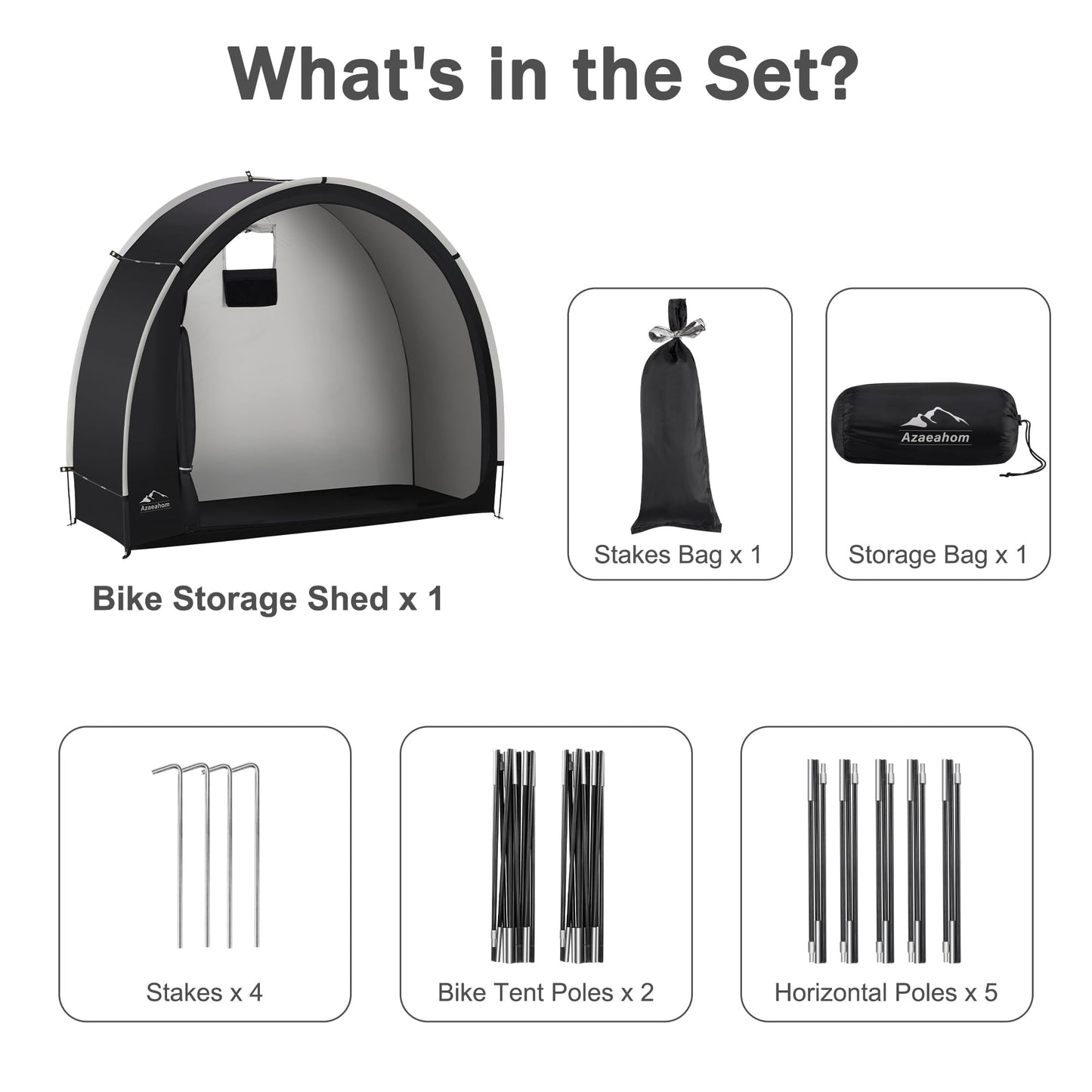 Azaeahom Bike Storage Shed Tent, Waterproof Outdoor Storage Shed for Bicycle, Easy Setup, Portable Storage Tent for Motorcycle,Garden Tools,Lawn Mower