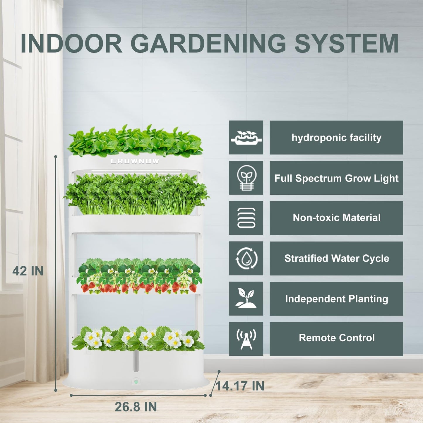64 Pods Large Capacity Hydroponic Tower,4-Layer Hydroponics Growing System Kit with Full-Spectrum LED Grow Light,Timing Control,Indoor Hydroponic Garden for Plants Herb Vegetable
