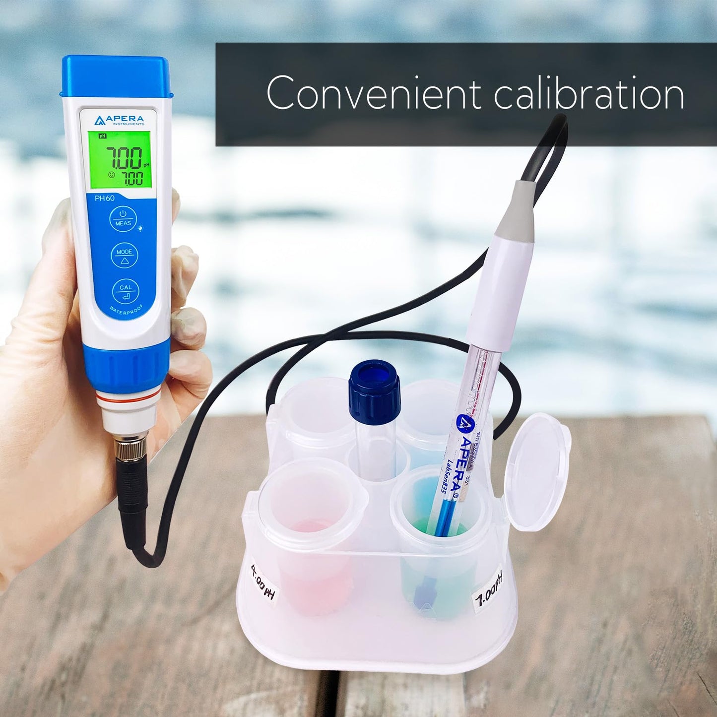 Apera Instruments PH60-HF Handheld pH Meter Tester Kit with LabSen 835 ATC pH Electrode for Lab-Grade pH Measurement in Liquids Containing Strong Acid or Hydrofluoric Acid