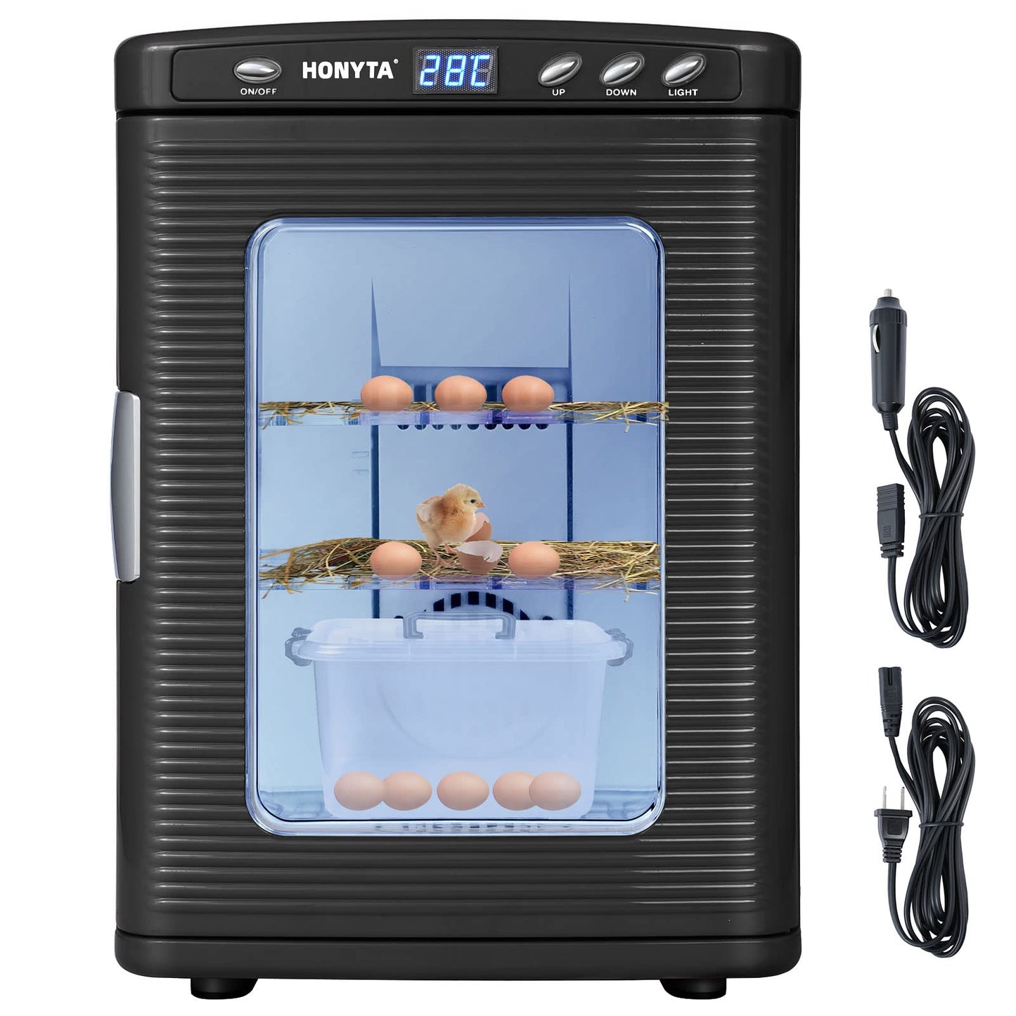 RYFT Incubators for Hatching Eggs, 25L Portable Reptile Scientific Lab Incubator with 5°C-60°C, 12V/110V Heating and Cooling for Small Reptiles (Black)