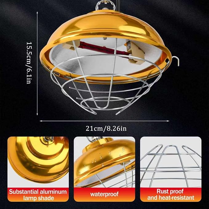 Nirvix 250W Heat Lamp for Chicks, Infrared Heat Lamp Bulb for Chickens, Brooder Heater, Adjustable Temp & Hanging Height Chicken Coop Heater, for Chicks, Reptile, Ducks, Poultry