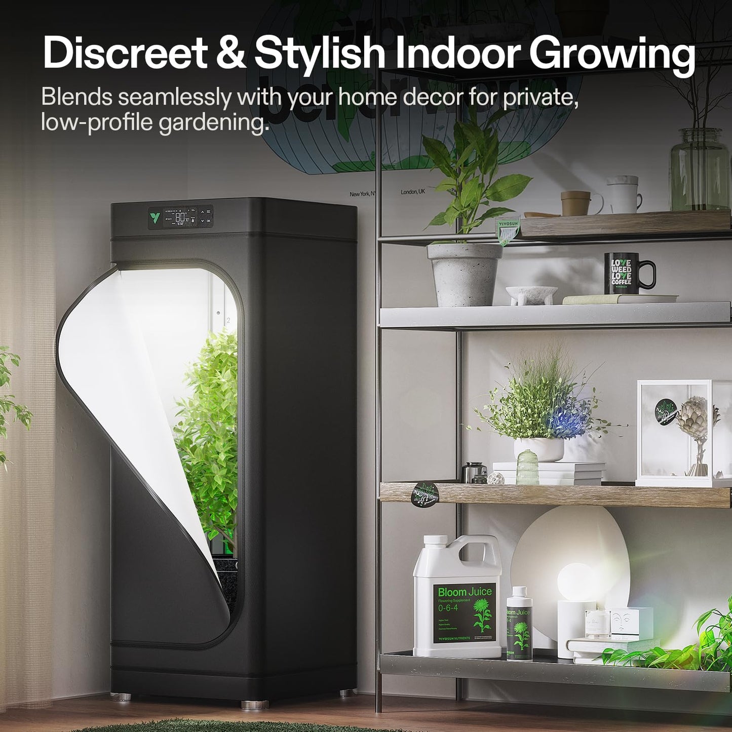 VGrow All-in-One Smart Grow Box, Professional System with Samsung LM301H EVO Grow Light, Advanced Circulation & Ventilation System, Irrigation, Nutrient, Magnetic Window for Indoor Hydroponics