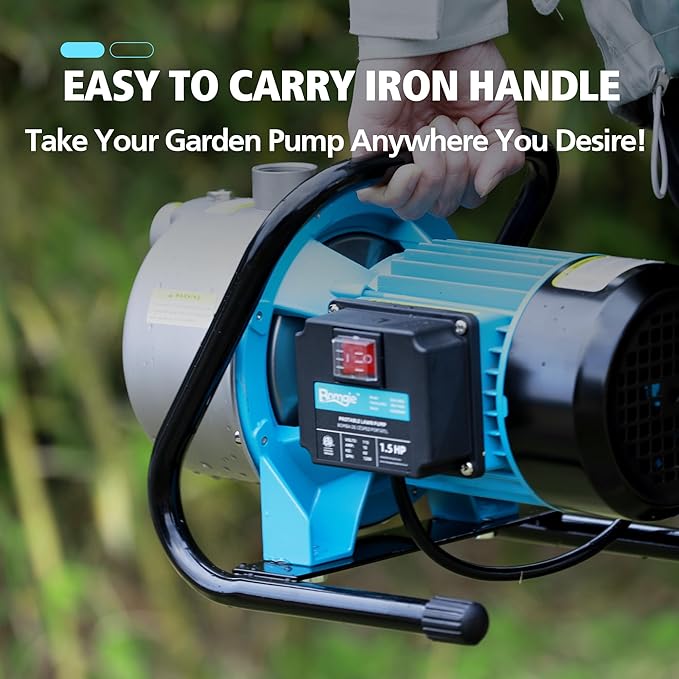 1.5HP Shallow Jet Well Pump,Portable Water Transfer Garden Pump1200GPH Draining Irrigation Lawn Fountain Booster Pump for Water Removal