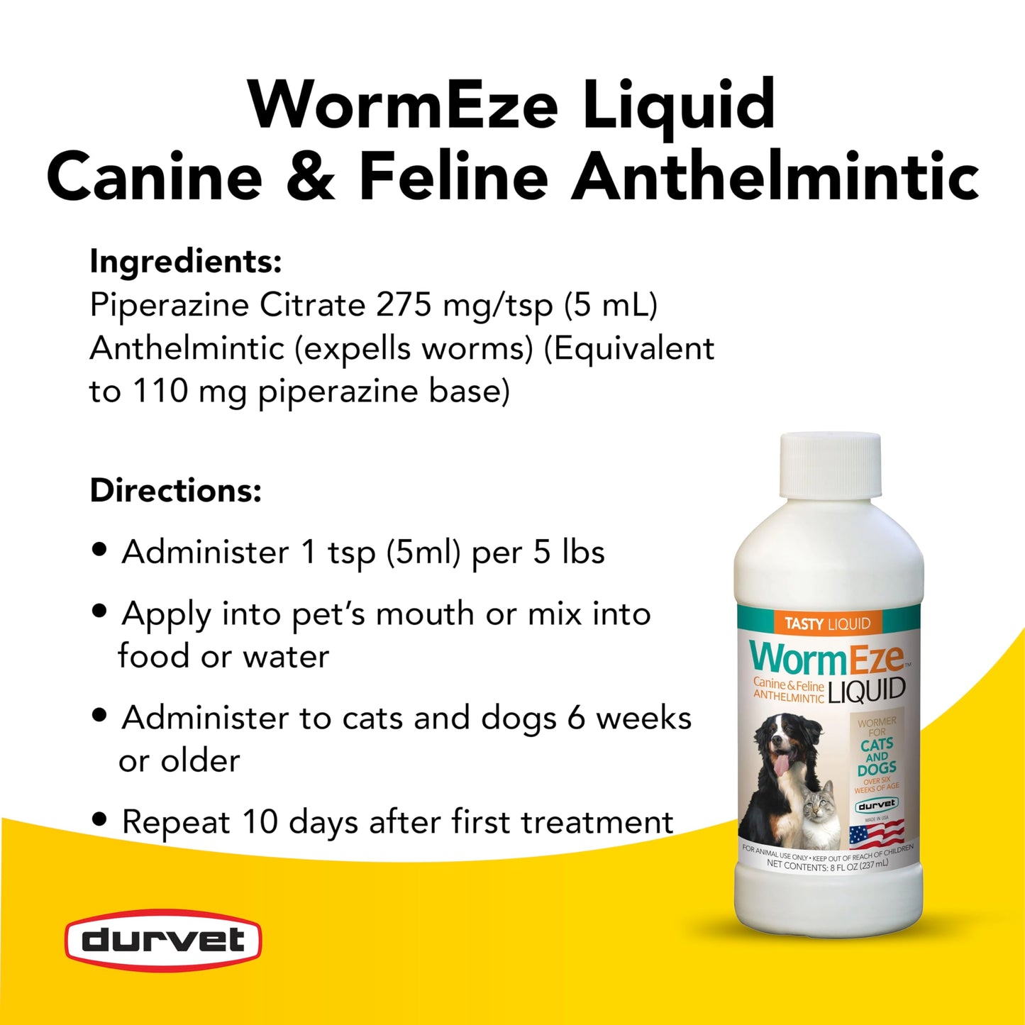 Durvet WormEze Liquid Canine & Feline Antihelmintic, 8 oz