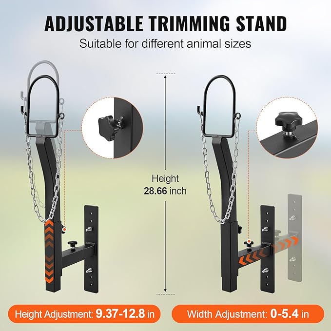 VEVOR Livestock Stand Steel Gate Attachment Nose Loop Headpiece, 9.8inch Height and Trimming Stand 5.9inch Length Adjustable, Nose Loop Goat Trimming Stands, Sheep Shearing Stand for Sheep & Goats