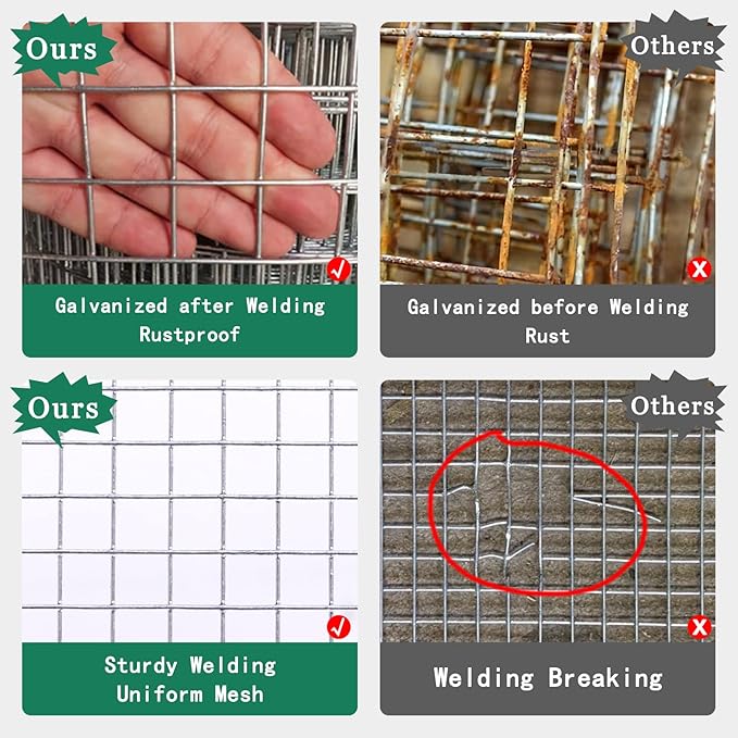 Thinkahead Hardware Cloth 1/2 inch 24 X 100 ft 19 Gauge, Galvanized Wire Mesh Roll, Welded Wire Fencing, Hardware Cloth for Chicken Coop Wire, Rabbit Cage Wire