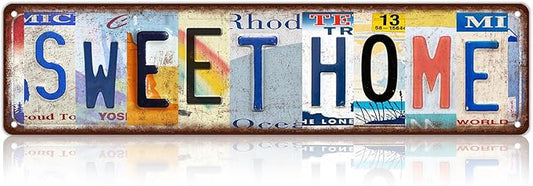 Vintage Sweet Home Metal Tin Signs Street Signs Home Wall Decor 16 x 4 Inches