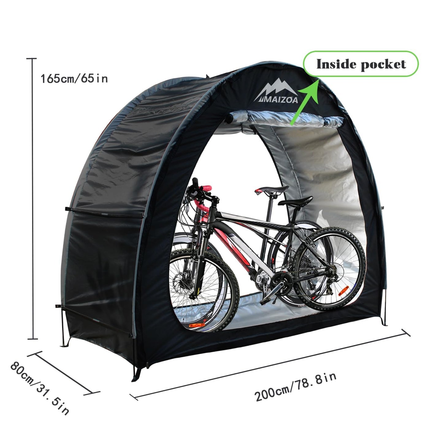 MAIZOA 83 x 32 x 65 in Outdoor Bike Covers Storage Shed Tent,210D Oxford Thick Waterproof Fabric,Outdoor Aluminum Alloy Bracket Bicycle Storage shed, Neat Tent Bicycle Cover