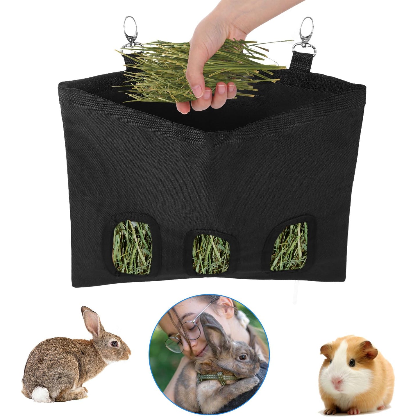 Rabbit Hay Feeder, Hay Feeder Rabbit, Guinea Pig Hay Feeder, Hay Bags, Bunny Hay Feeder, Hay Bag for Guinea Pigs, Timothy Hay for Guinea Pig，Bunny Hay Bag for Small Animal Chinchilla Rabbit Cage