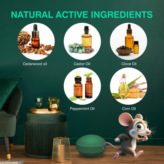 24 Pack Mouse Rodent Repellent, Natural Peppermint Oil, Mice, Rat, Squirrel, Pest Control, Rodent Repellent for Indoor Outdoor Use(Light Green)