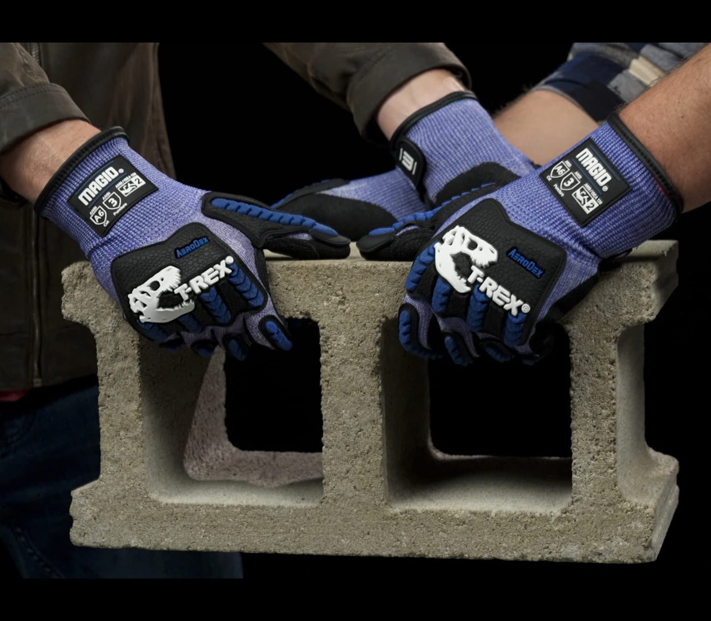 MAGID T-REX Flex Series ANSI A6 AeroDex Shell Impact Glove, 24 Pair, NitriX Coated Palm, Size 9/L, Blue, TRX685