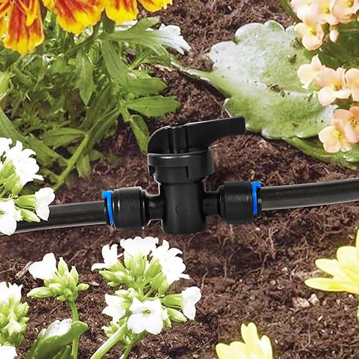 10 Pack 1/4" Drip Irrigation Shut Off Valve, Quick Connect Universal Drip Irrigation Tubing Coupling Valve, Connector Locking Fitting for Sprinkler or Drip Irrigation System